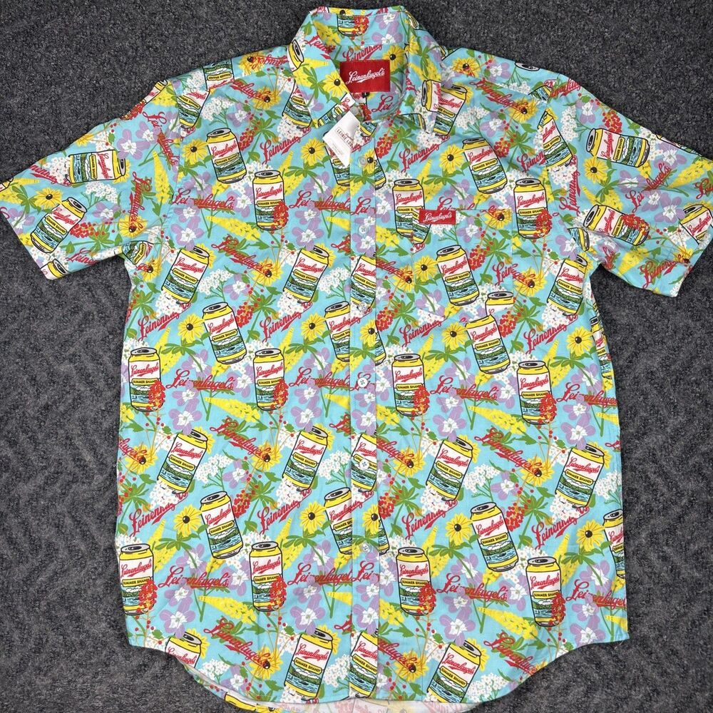 Leinenkugel's Summer Shandy Beer Hawaiian Shirt Palm Floral Aloha Top Large NWT